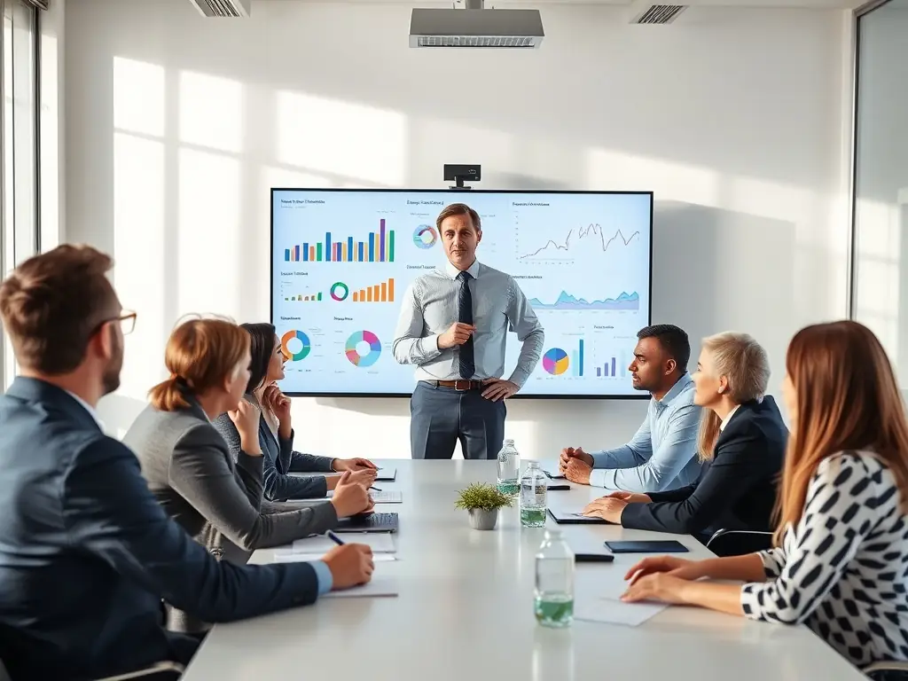 A professional consultant is shown leading a project meeting in a modern office, emphasizing their role in driving projects forward with structure and clarity.